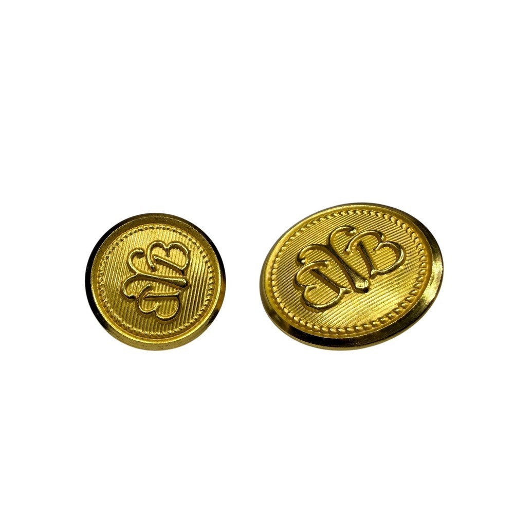 Vintage Waterbury Co. CONN Gold Tone Metal Buttons Monogram BB Set of 2